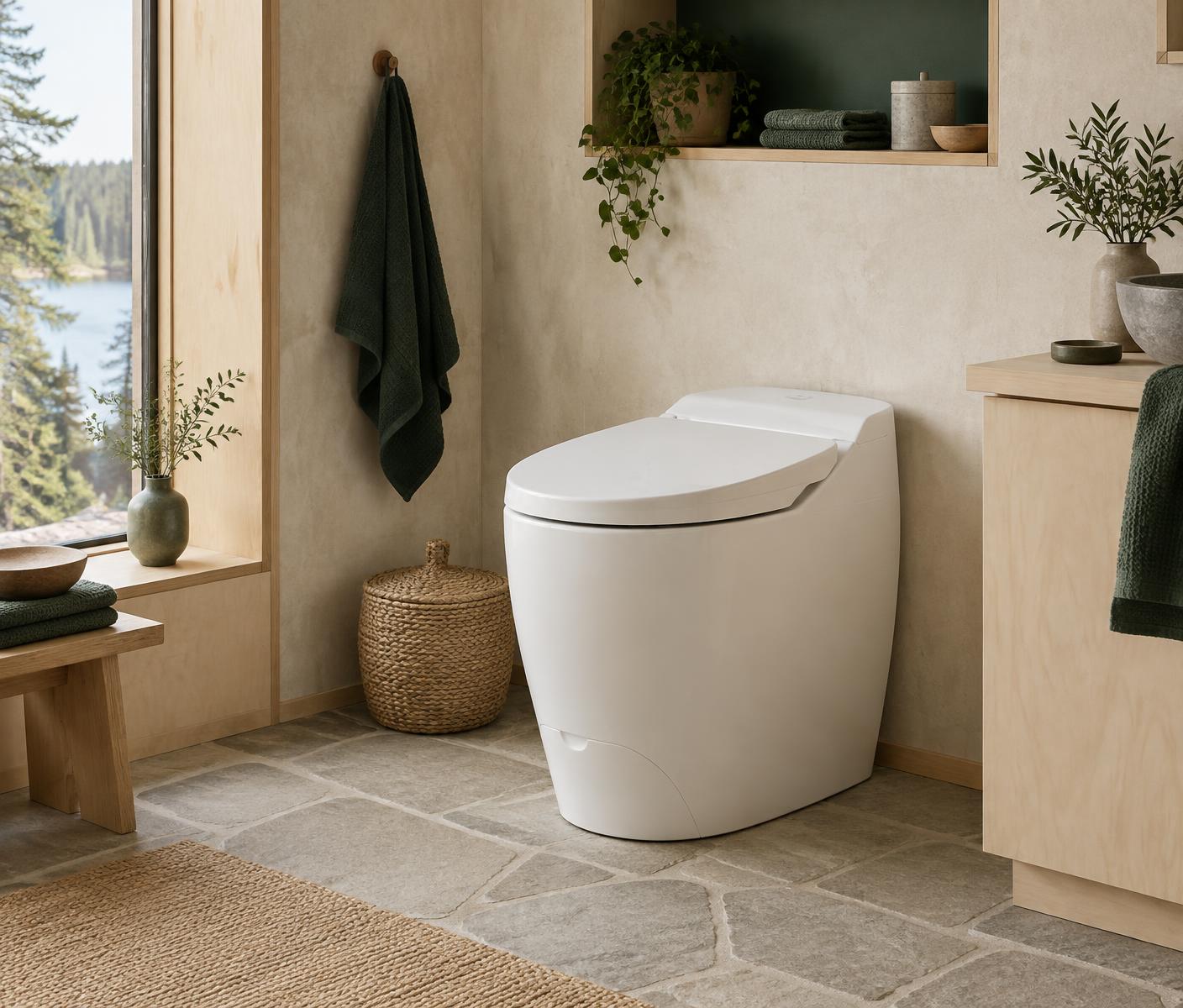 Separett Villa urine-diverting toilet in a refined natural interior